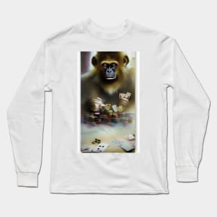 Illegal Monkey Playing Cards Long Sleeve T-Shirt